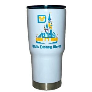 Walt Disney World Castle Tumbler - Retro - 7” Tall - White/Blue/Yellow - NWT